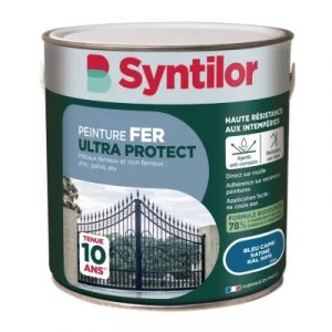 Peinture fer ext&eacute;rieur bleu capri RAL 5019 satin Syntilor Ultra Protect 2 L