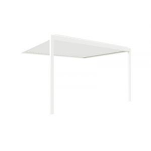 Pergola bioclimatique adoss&eacute;e l.4,21 x H.2,5 x P.3,5 m blanc motoris&eacute;e aluminium Alumin'home Salto + led int&eacute;gr&eacute;es