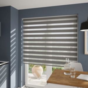 Store enrouleur jour / nuit sans per&ccedil;age Elin 2 gris b&eacute;ton l.160 x H.240cm Goodhome