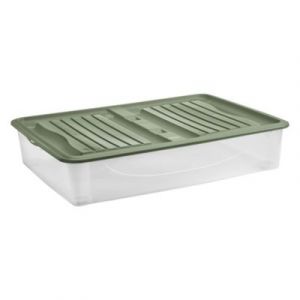 Lot de 2 boîtes de rangement avec roulettes Tontarelli Underbed 56,4 L couvercle vert