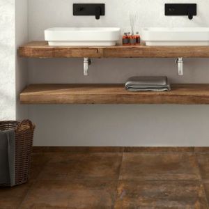 Plinthe en grès cérame émaillé effet béton cuivré mat L.60 x l.7 cm x ép.8 mm - lot de 5, Malt