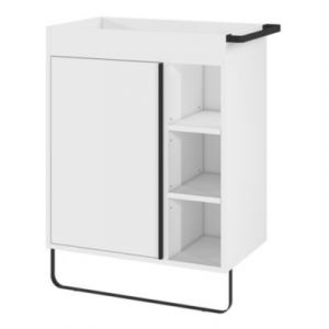 Meuble sous vasque faible profondeur à poser avec porte-serviettes blanc l.65 x H.82 x P.36 cm, GoodHome Maza