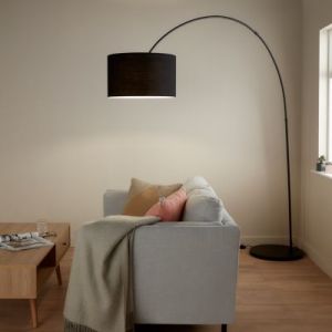 Lampadaire arqué Alacrane E27 L.190xH.220cm noir mat Goodhome