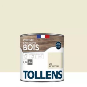 Peinture bois ext&eacute;rieur beige lin RAL 1013 satin Tollens 0.5 L