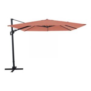 Parasol d&eacute;port&eacute; inclinable carr&eacute; ouverture manivelle orange 3 x 3m GoodHome Corby