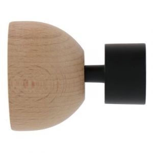 Embout cylindre pour tringle à rideau bois et métal noir Ø.2,8 Mobois