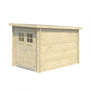 Abri de jardin GoodHome Belaïa bois naturel ép.28 mm toiture monopente surface totale 6.72m²