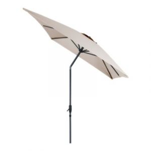 Parasol centr&eacute; inclinable rectangulaire ouverture manivelle toile moon beam GoodHome Kasane
