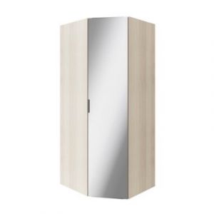 Armoire penderie d'angle effet chêne avec porte battante miroir GoodHome Atomia H. 225 x L. 100 x P. 89 cm