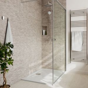 Mosaïque sol et mur en travertin motif petites briquettes L.31 x l.30,5 cm x ép.8 mm, Travertino