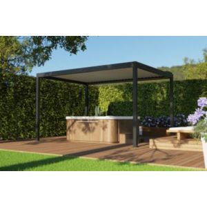 Pergola bioclimatique autoportante motoris&eacute;e Salto Alumin'home aluminium gris fonc&eacute; RAL 7016 - 3 x 4 m avec LED int&eacute;gr&eacute;s