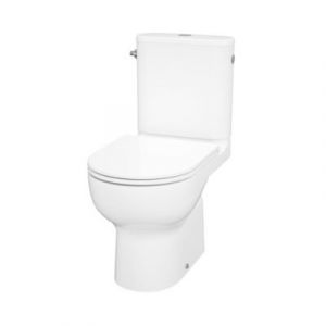 Pack WC à poser sans bride avec abattant déclipsable et frein de chute, sortie verticale, blanc, effet Vortex, GoodHome Cavally