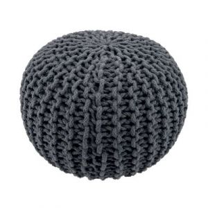 Pouf tricot Ornami l.40 x H.30 cm gris