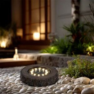 Spot &agrave; piquer solaire LED ext&eacute;rieur aspect tronc d&rsquo;arbre 0,04 W 4 lm rechargeable IP65