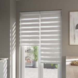 Store enrouleur jour / nuit sans per&ccedil;age Elin 2 blanc cass&eacute; l.90 x H.240cm Goodhome