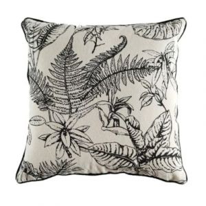 Housse de coussin fleuri en coton noir et blanc L.45 x l.45cm Ornami