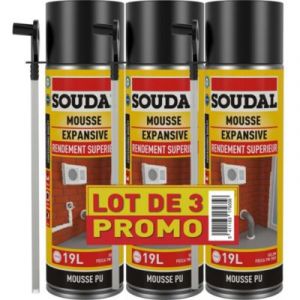 Mousse expansive Soudal jaune 3 x 500ml