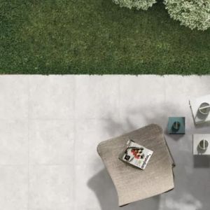 Carrelage ext&eacute;rieur sol et mur en gr&eacute;s c&eacute;rame &eacute;maill&eacute; Prisma perla effet pierre matifi&eacute; 60x60 cm