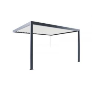 Pergola bioclimatique adoss&eacute;e l.4,21 x H.2,5 x P.3,5 m gris manuelle aluminium Alumin'home Salto