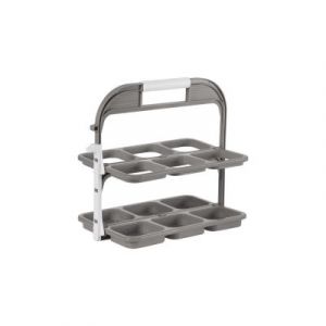 Range bouteilles pliable en plastique gris 6 compartiments Pratiko