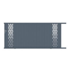 Portail coulissant auteuil géométrique 350x160,5 cm Gris anthracite 7016 Jardimat
