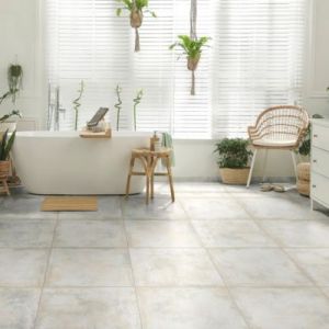 Carrelage sol et mur intérieur en grès cérame émaillé effet béton blanc satin L.61 x l.31cm x ép.8mm, Malt