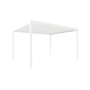Pergola bioclimatique l.4,21 x H.2,5 x P.3,5m blanc motoris&eacute;e aluminium Alumin'home Salto + led int&eacute;gr&eacute;es