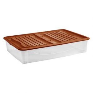 Lot de 2 boîtes de rangement avec roulettes Tontarelli Underbed 56,4 L couvercle terracotta