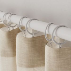 10 anneaux et crochets silencieux pour tringle &agrave; rideau en m&eacute;tal blanc &Oslash;28/25 mm, GoodHome Anafi