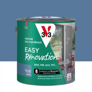 Peinture ext&eacute;rieure bois, fer, plastique bleu orage RAL 5023 satin V33 Easy R&eacute;novation 2 L
