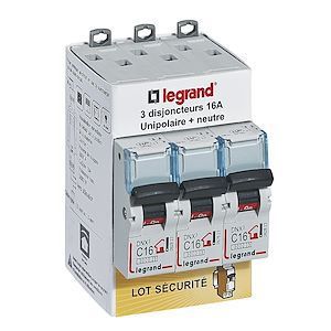 Disjoncteur DNX3 unipolaire + neutre 16A Legrand vendu par 3 pi&egrave;ces