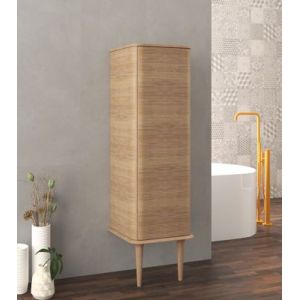 Colonne de salle de bains avec pieds 1 porte H.123 cm, effet chêne tabac, IDRA