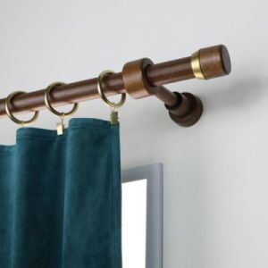 Support oeil tringle &agrave; rideau bois de h&ecirc;tre ch&ecirc;ne fonc&eacute; &Oslash;28mm L.85-130mm Mobois