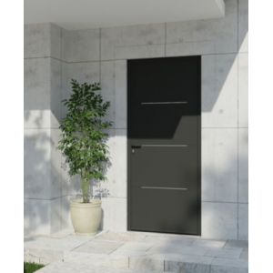 Porte d'entrée FORTIA alu Leme gris RAL 7021 96 x h.218 cm poussant droit