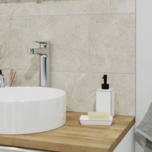 Fa&iuml;ence murale blanc gris effet marbr&eacute; 25 x 40 cm Commo