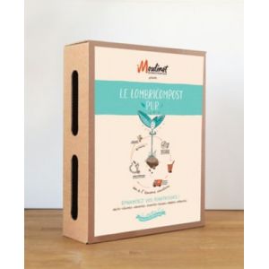 Boîte Lombricompost 2,5 kg H. 35 cm kraft et bleu pastel