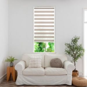 Store enrouleur jour / nuit sans per&ccedil;age Elin 2 gris perle l.55 x H.180cm Goodhome