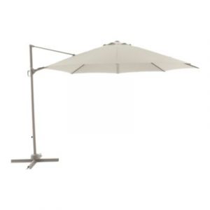 Parasol d&eacute;port&eacute; inclinable rond ouverture manivelle Moonbeam 3,5m GoodHome Brindisi