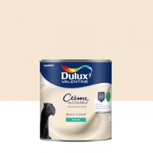 Peinture murs, plafonds, boiseries et radiateurs blanc cass&eacute; satin Dulux Valentine Cr&egrave;me de couleur 0.5 L