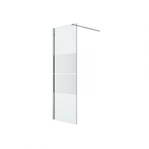 Paroi de douche à l'italienne fixe l.70 x H.195 cm, bandes miroir, profilés alu chrome, GoodHome Ledava