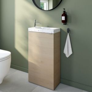 Meuble lave-mains effet chêne l.44 cm Imandra + plan vasque terrazzo, GoodHome