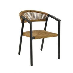 Fauteuil de jardin empilable r&eacute;sine et paille graphite ProLoisirs Gabriel