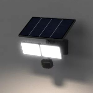 Applique solaire LED ext&eacute;rieur noire 2&times;1060 lm IP65 d&eacute;tecteur PIR, GoodHome Davern
