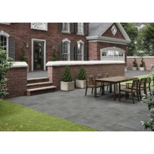 Carrelage sol ext&eacute;rieur en gr&egrave;s c&eacute;rame &eacute;maill&eacute; effet b&eacute;ton anthracite l.60 x L.60 x &eacute;p.0.95 cm Rohe