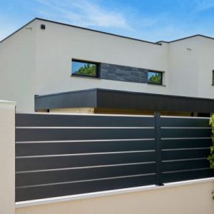 Lame de cl&ocirc;ture persiennes aluminium gris fonc&eacute; Neva Klikstrom L.179 x 15,3 cm, &eacute;p.21 mm