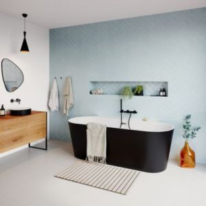 Baignoire semi-&icirc;lot Nakina L. 170 cm x l. 75 cm noir