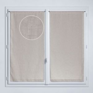 Paire de vitrage tamisant uni poly-lin passe-tringle Gabin blanc L.190 x l.90cm Rocle