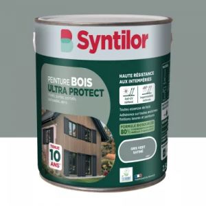 Peinture bois ext&eacute;rieur gris vert satin Syntilor Ultra Protect 2.5 L