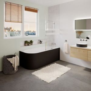 Baignoire adoss&eacute;e pour angle droit 170x75 cm Oguta noir mat