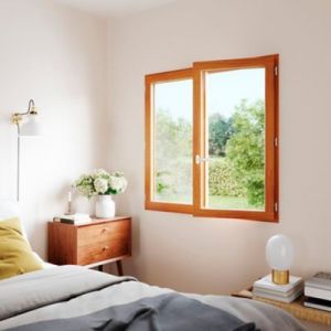 Fenêtre 2 vantaux tirant droit double vitrage GoodHome en bois marron l.125 x H.97,8 cm